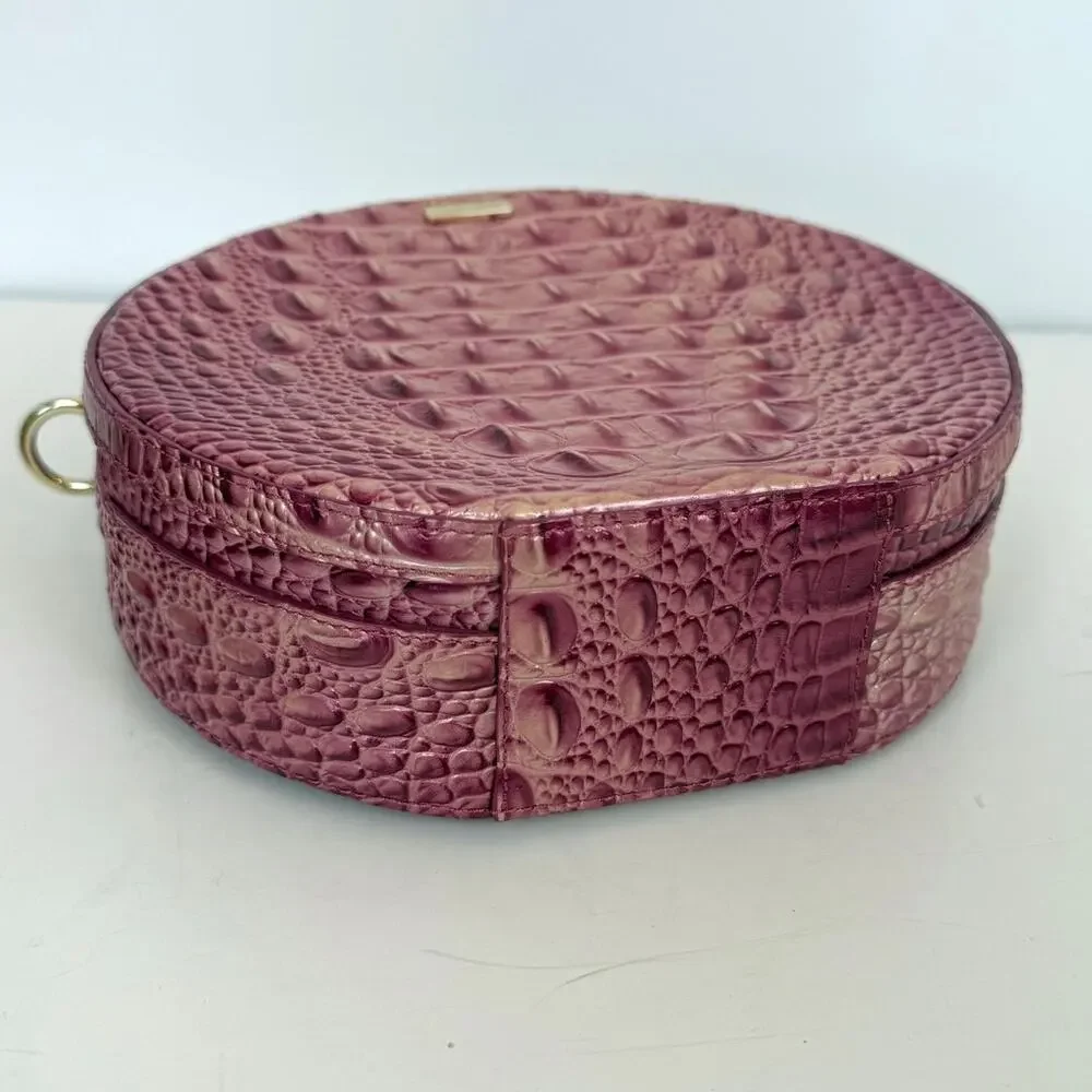Brahmin Lane Believe Ombre Melbourne Crossbody Bag Croc-Embossed Pink Round